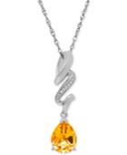 Citrine (1-1/2 Ct. T.w.) And Diamond Accent Pendant Necklace In Sterling Silver