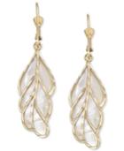 Mother-of-pearl Leaf Drop Earrings In 14k Gold