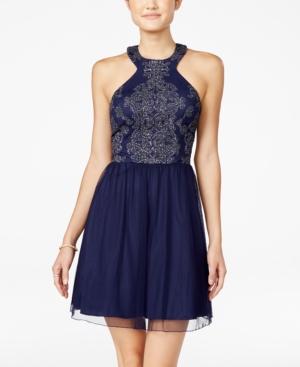 Speechless Juniors' Glitter Fit & Flare Dress