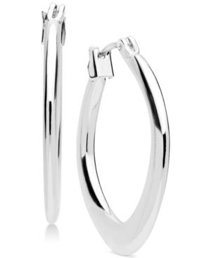 Nine West Silver-tone Slender Polished Hoop Earrings