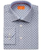 Tallia Men's Fitted White Micro-check Floral-print Dress Shirt