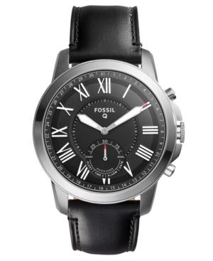 Fossil Q Men's Grant Black Leather Strap Hybrid Smart Watch 44mm