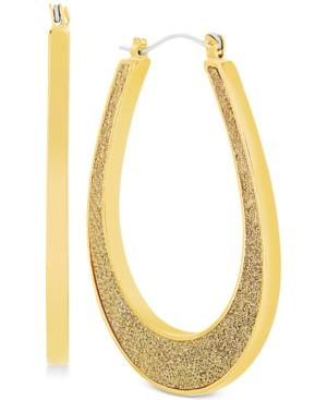 Steve Madden Gold-tone Glitter U-hoop Earrings