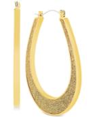 Steve Madden Gold-tone Glitter U-hoop Earrings