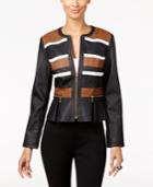 Inc International Concepts Faux-leather Peplum Moto Jacket, Created For Macy's