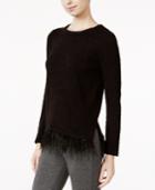 Kensie Textured Faux-feather-hem Sweater