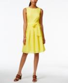 Tommy Hilfiger Illusion-striped Pleated Dress, Only At Macys.com