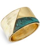 Robert Lee Morris Soho Gold-tone Patina And Horn Color Block Bracelet