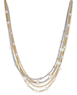 Inc International Concepts Gold-tone Five-row Mixed-media Necklace, Created For Macy's