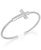 Diamond Cross Cuff Bracelet In Sterling Silver (1/4 Ct. T.w.)