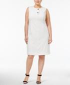 Kasper Plus Size Textured Button-detail Dress