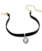 Paul & Pitu Naturally 14k Gold-plated Freshwater Pearl (12mm) Black Stretch Velvet Choker Necklace