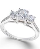 Diamond 3-stone Engagement Ring (1-1/10 Ct. T.w.) In 18k White Gold