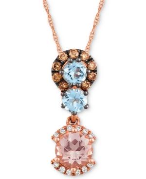 Le Vian Multi-gemstone (9/10 Ct. T.w.) & Diamond ( 1/4 Ct. T.w.) 18 Pendant Necklace In 14k Rose Gold
