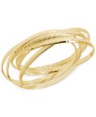 Hint Of Gold Textured Bangle Bracelet Set In 14k Gold-plated Brass