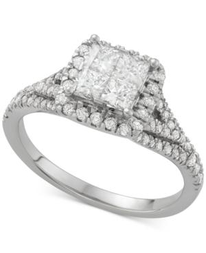 Diamond Quad Halo Engagement Ring (1-1/4 Ct. T.w.) In 14k White Gold