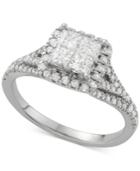 Diamond Quad Halo Engagement Ring (1-1/4 Ct. T.w.) In 14k White Gold