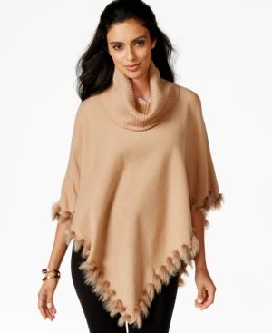 Alfani Faux-fur-trim Poncho, Only At Macy's