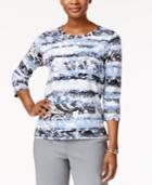 Alfred Dunner Printed Lattice-neck Top