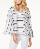 Inc International Concepts Striped Bell-sleeve Top, Created For Macy's