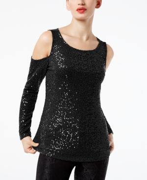 I.n.c. Sequined Cold-shoulder Top, Created For Macy's