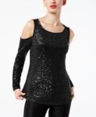 I.n.c. Sequined Cold-shoulder Top, Created For Macy's