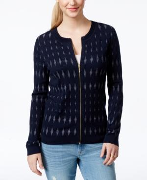Tommy Hilfiger Diamond Pattern Front-zip Cardigan