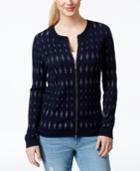 Tommy Hilfiger Diamond Pattern Front-zip Cardigan