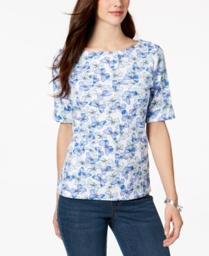 Karen Scott Butterfly-print T-shirt, Created For Macy's