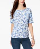 Karen Scott Butterfly-print T-shirt, Created For Macy's