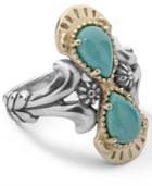 American West Two-tone Green Turquoise Gemstone Ring In Sterling Silver
