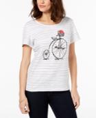 Karen Scott Embellished Cotton Graphic-print T-shirt, Created For Macy's