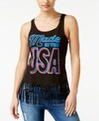 Hybrid Juniors' Graphic Fringe Tank Top