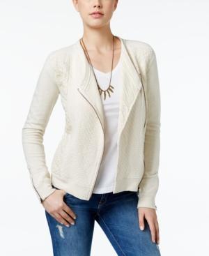 Lucky Brand Textured Knit Moto Jacket