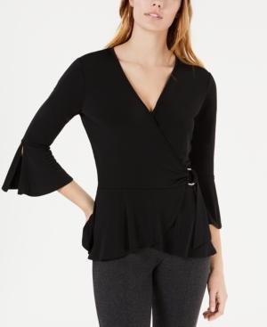 Bcx Juniors' Flared-sleeve Wrap Top
