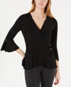 Bcx Juniors' Flared-sleeve Wrap Top