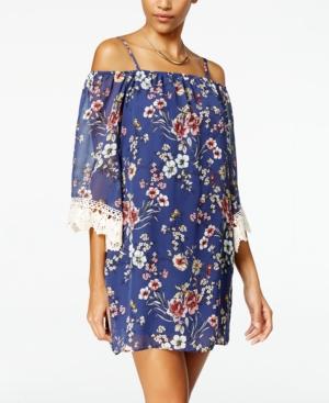 Bcx Juniors' Printed Off-the-shoulder Shift Dress