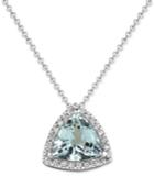 Aquamarine (1-1/2 Ct. T.w.) And Diamond (1/8 Ct. T.w.) Pendant Necklace In 14k White Gold