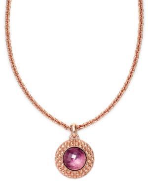 Bronzarte 18k Rose Gold Over Sterling Silver Necklace, Amethyst Round Pendant (14-3/8 Ct. T.w)