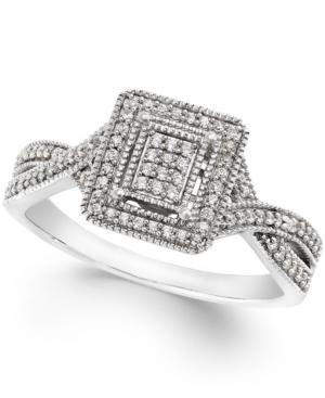 Diamond Crossover Promise Ring In Sterling Silver (1/4 Ct. T.w.)