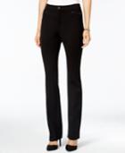 Charter Club Petite Faux-leather-trim Straight-leg Ponte Pants, Only At Macy's