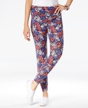 Lucky Lotus By Lucky Brand Floral-print Foldover Leggings