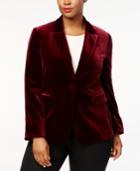 Tahari Asl Plus Size One-button Velvet Blazer