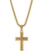 Esquire Men's Jewelry Diamond Cross Pendant Necklace (1/6 Ct. T.w.) In Stainless Steel, Created For Macy's