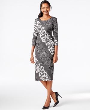 Eci Scroll-print Midi Dress
