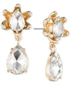 Anne Klein Gold-tone Crystal Flower Drop Earrings