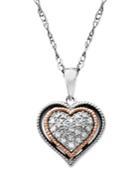 Diamond Necklace, Sterling Silver 14k Rose Gold Diamond Heart Pendant (1/10 Ct. T.w.)