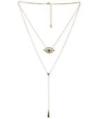 Rachel Rachel Roy Gold-tone Crystal Evil Eye Double-layer Lariat Necklace, 16/19-1/2 + 2 Extender