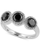 Effy Diamond Trio Halo Ring (1-3/8 Ct. T.w.) In 14k White Gold