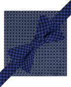 Tommy Hilfiger Oxford Grid Pre-tied Bow Tie And Pinwheel Pocket Square Set
